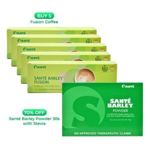Buy 5 Sante Fusion Coffee 15grams x 10sachets Get 1 Sante Barley 30s w/ Stevia at 70% Off