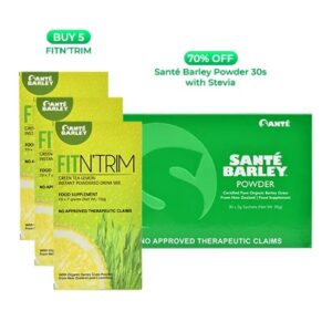 Buy 3 Sante Fit N’ Trim 15grams x 10sachets Get 1 Sante Barley 30s w/ Stevia at 70% Off