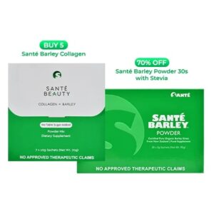 Buy 1 Santé Beauty Collagen + Barley No Added Sugar Juice Drink Mix (10gx7 sachets) Get 1 Sante barley 30s w/ Stevia at 70% Off