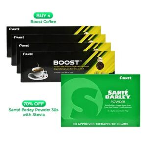 Buy 4 Sante Boost Coffee 15grams x 10sachets Get 1 Sante Barley 30s w/ Stevia at 70% Off