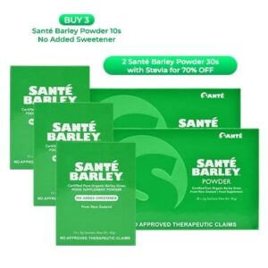 Buy 3 Sante Barley 10s No Added Sweetener Get 2 Sante Barley 30s w/ Stevia at 70% Off