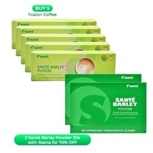 Buy 5 Sante Fusion Coffee 15grams x 10sachets Get 2 Sante Barley 30s w/ Stevia at 70% Off