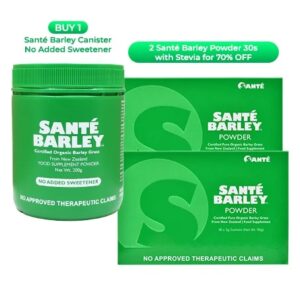 Sante Barley Canister No Added Sweetener + 2 Sante Barley 30s w/ Stevia (70% Off Promo)